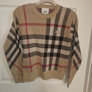 Burberry Tan and Black Checkered Knit